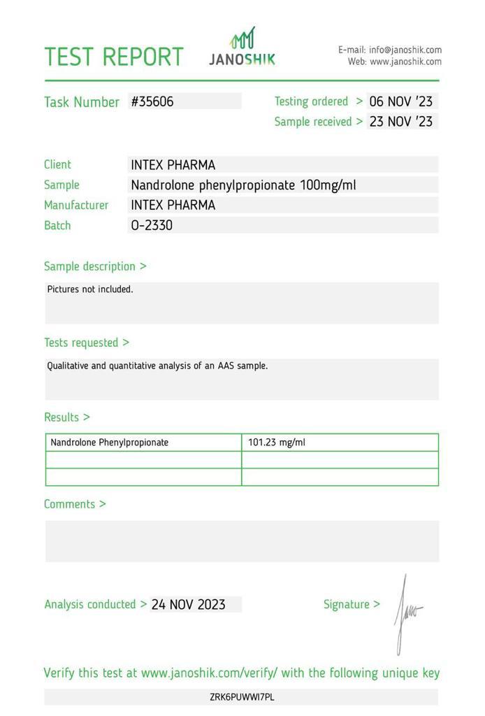 NPP Intex Pharma NPP-100 (Nandrolone Phenylpropionate)